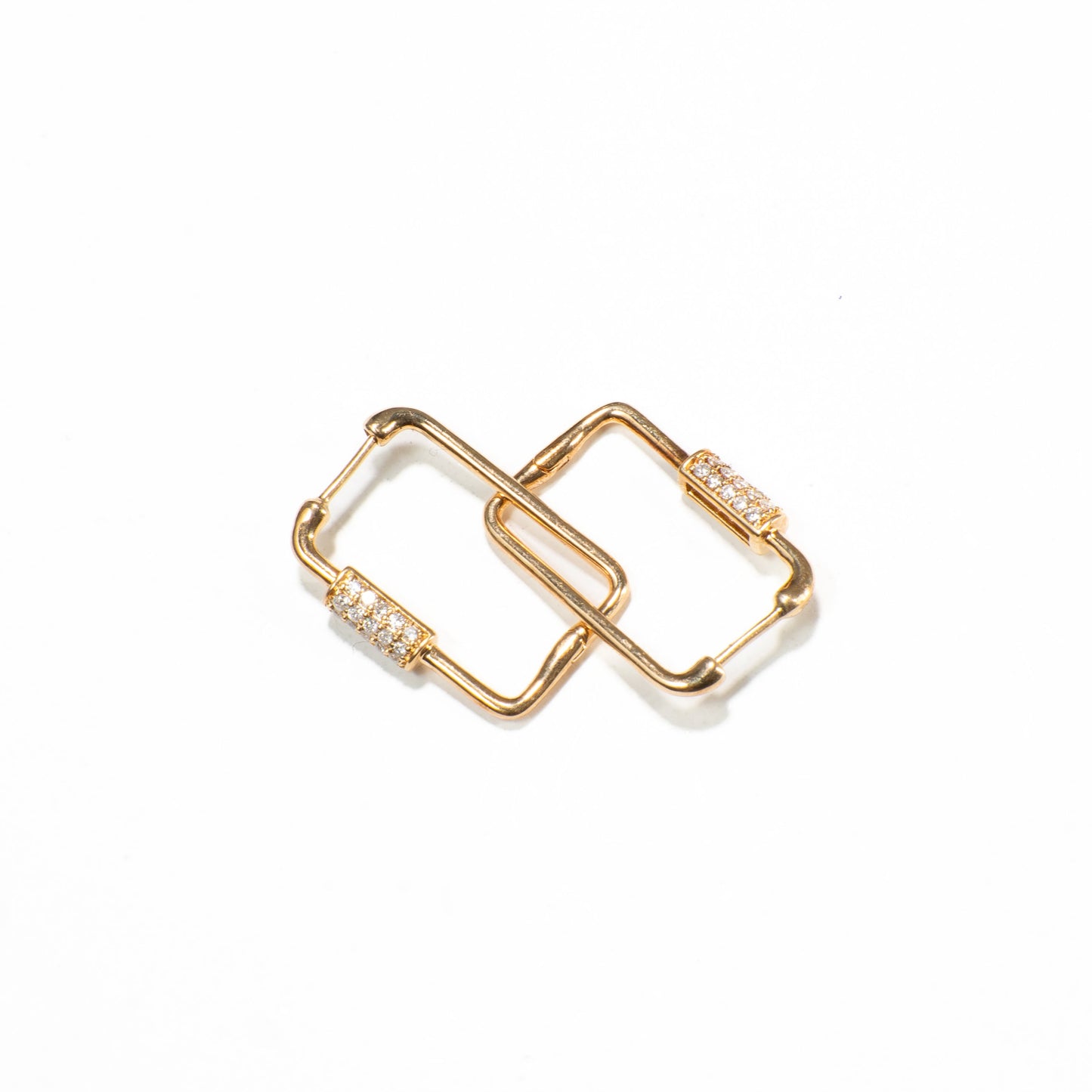 Brinco Argola Retangulo Diamantes