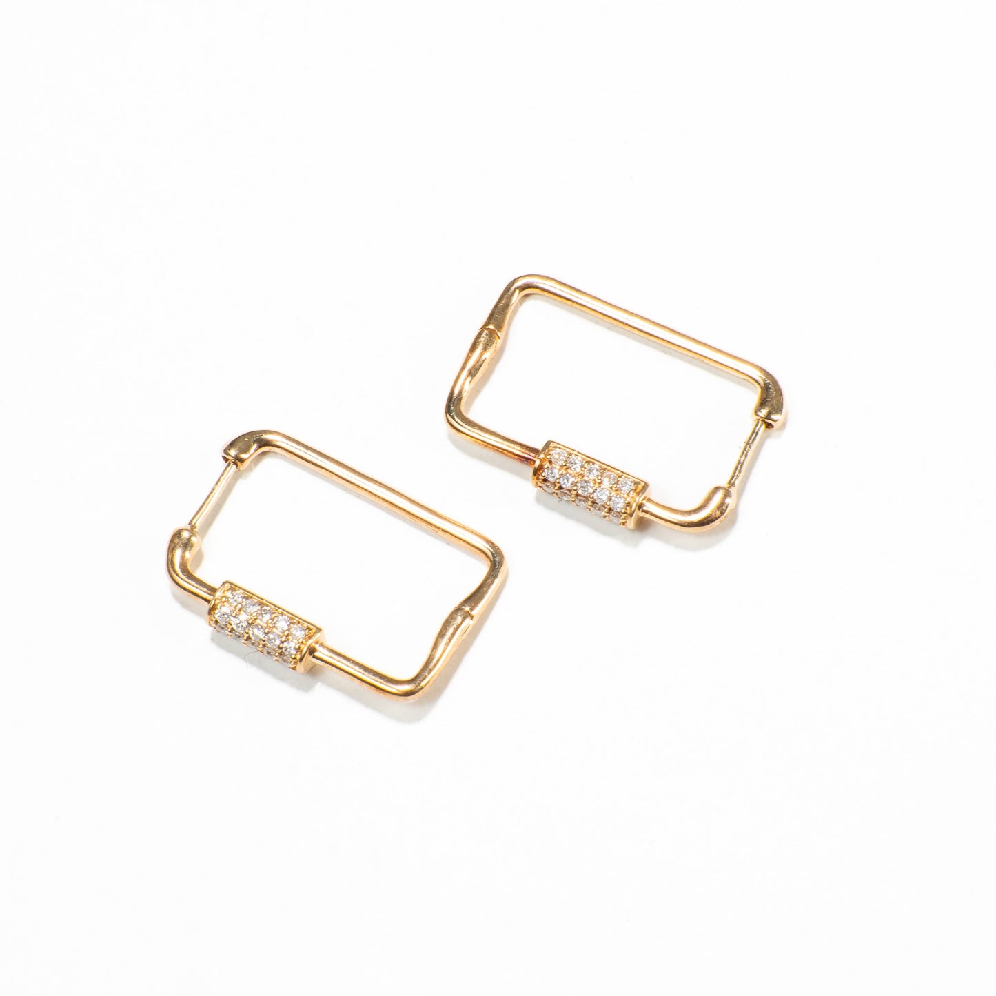 Brinco Argola Retangulo Diamantes