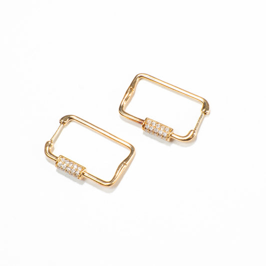 Brinco Argola Retangulo Diamantes