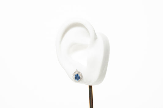 Brinco Diamantes Safira Azul