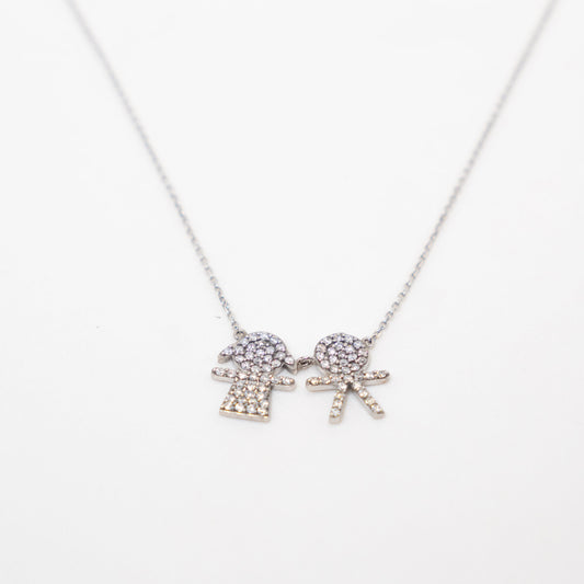 Colar Meninos Casal diamantes