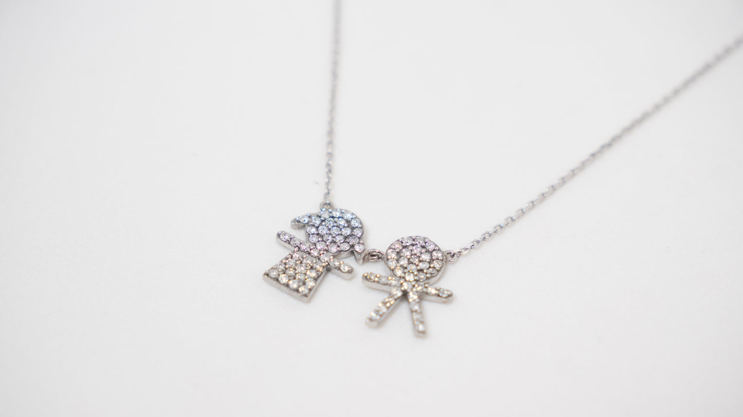 Colar Meninos Casal diamantes